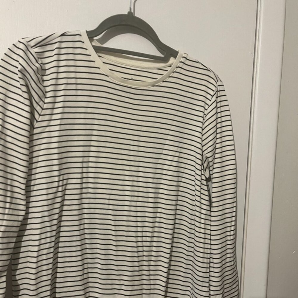 J. JILL STRIPED LONG SLEEVE TOP SZ M COTTON